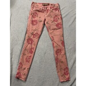 Lucky Brand Lucky Legend Legend Skinny Size 00/24 Made In‎ USA Peach Floral